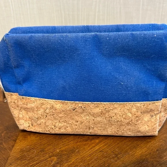 Blue and Tan Cosmetic Bag with Paw Print - Picture 3 of 5